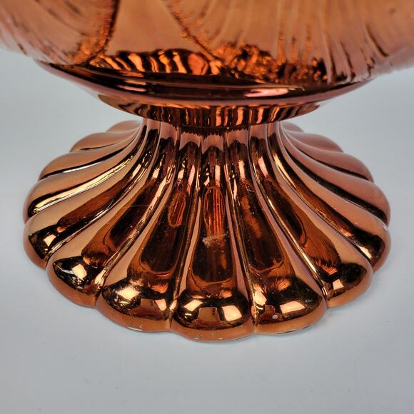 Footed Pedestal Bowl Copper Shell Shaped Fruit Centerpiece Decoration - Picture 6 of 16